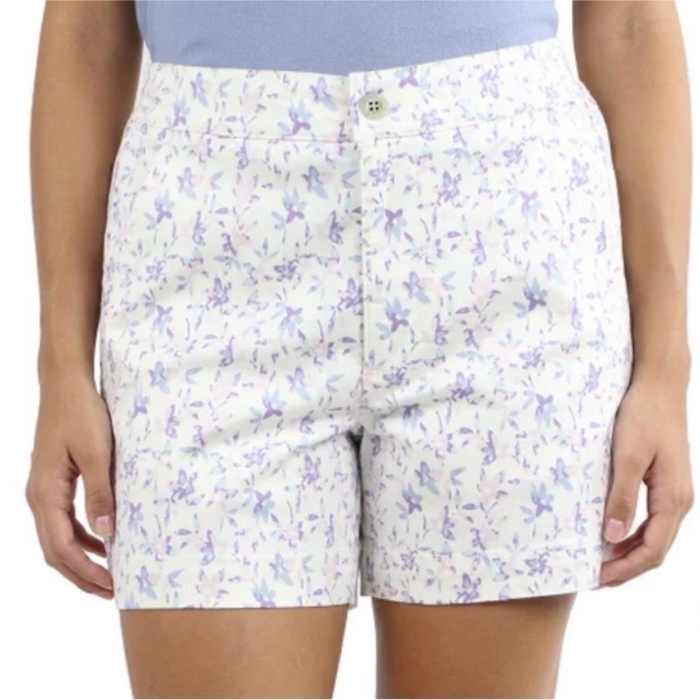 Jachs Girlfriend High Waist Purple and White & Lavender Floral Summer Shorts - Picture 2 of 9